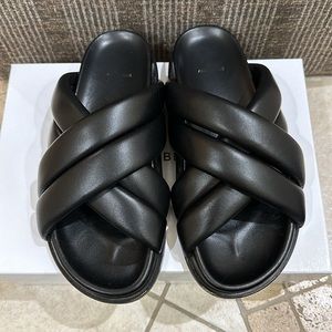Anine Bing Lizzie Slides Sandals - Black Size 37